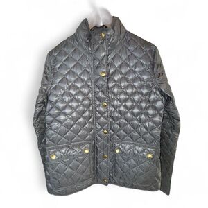 J. Crew Silver Down Jacket with gold hardware